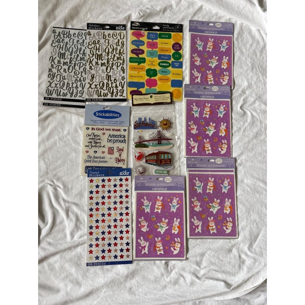 Sticker Scrap Book Acid-free Hallmark Easter Patriotic Alphabet San Francisco